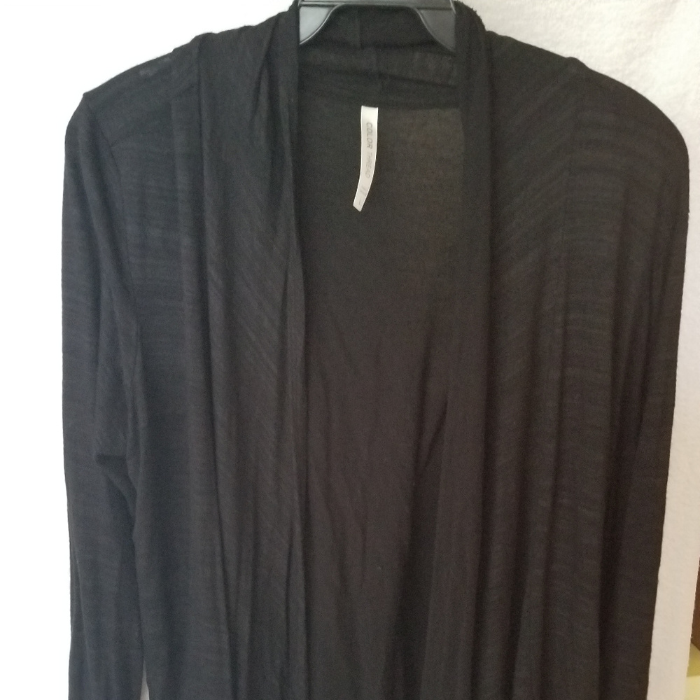 Color Thread Corset-Back, Open-Front Cardigan - Picture 3 of 3